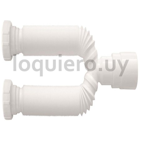 Sifón doble corrugado blanco  .