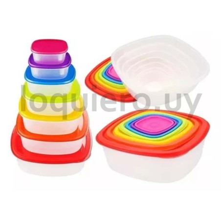Set de 7 tuppers cuadrados    .
