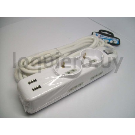Alargue 2 Schuko, 4 lín, 2 USB.
