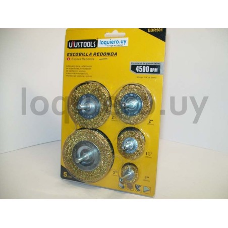 Cepillo  bronce p/taladro 5u  .