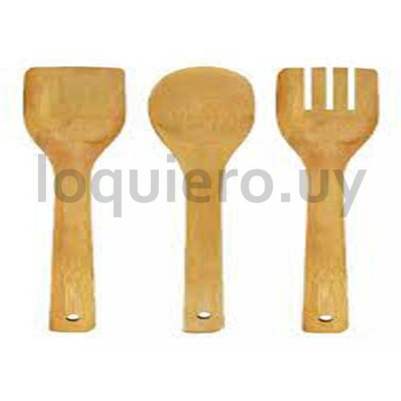 Set de 3 utensillos de madera .
