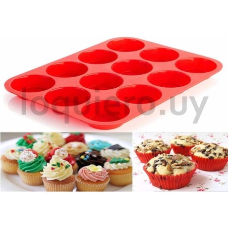 Molde cupcake x 12 silicona   .