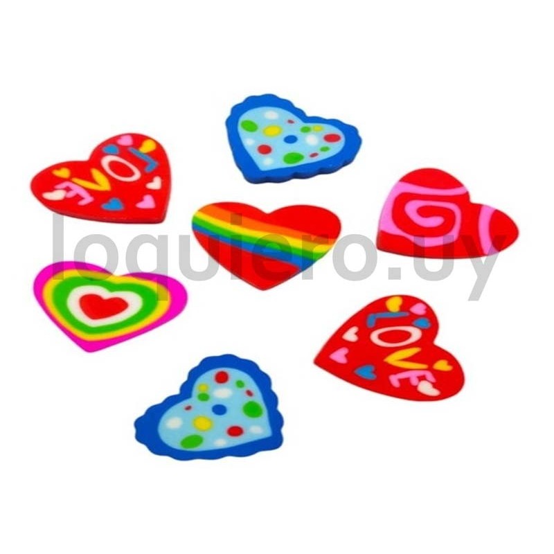 Set 7 gomas borrar corazones  .
