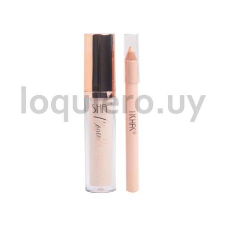 Corrector líquido + lápiz     .