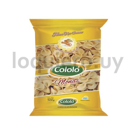 Fideos moñitas 500g Cololó    .