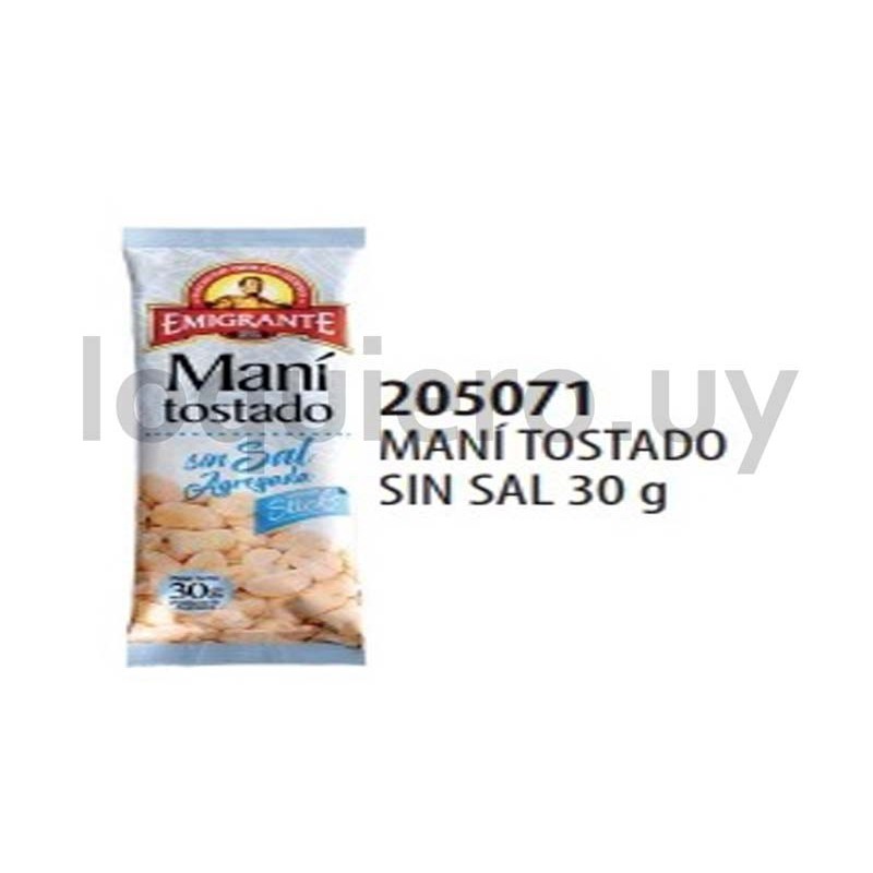 Maní tostado s/sal 30g Emigran.