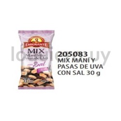 Mix maní y pasas c/sal 30g Emi.