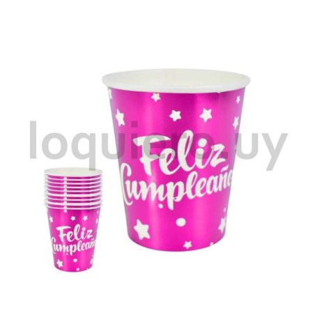 Vaso Feliz Cumpleaños x10u.   .